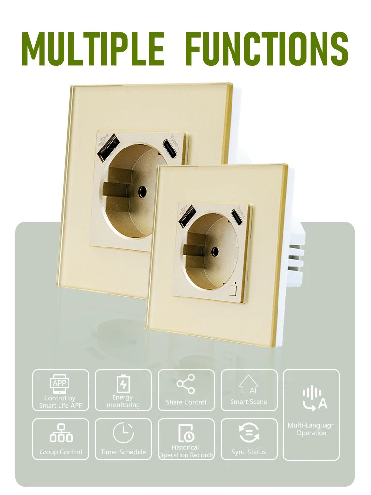 Smart EU Wall Socket with USB Ports