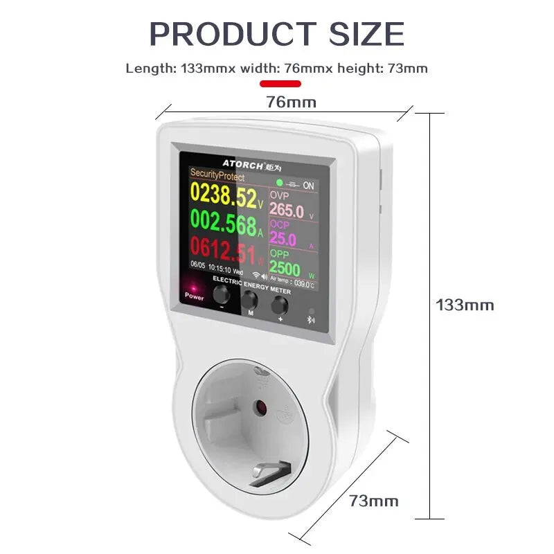WiFi Smart Socket Digital Wattmeter – 16A, AC85–265V