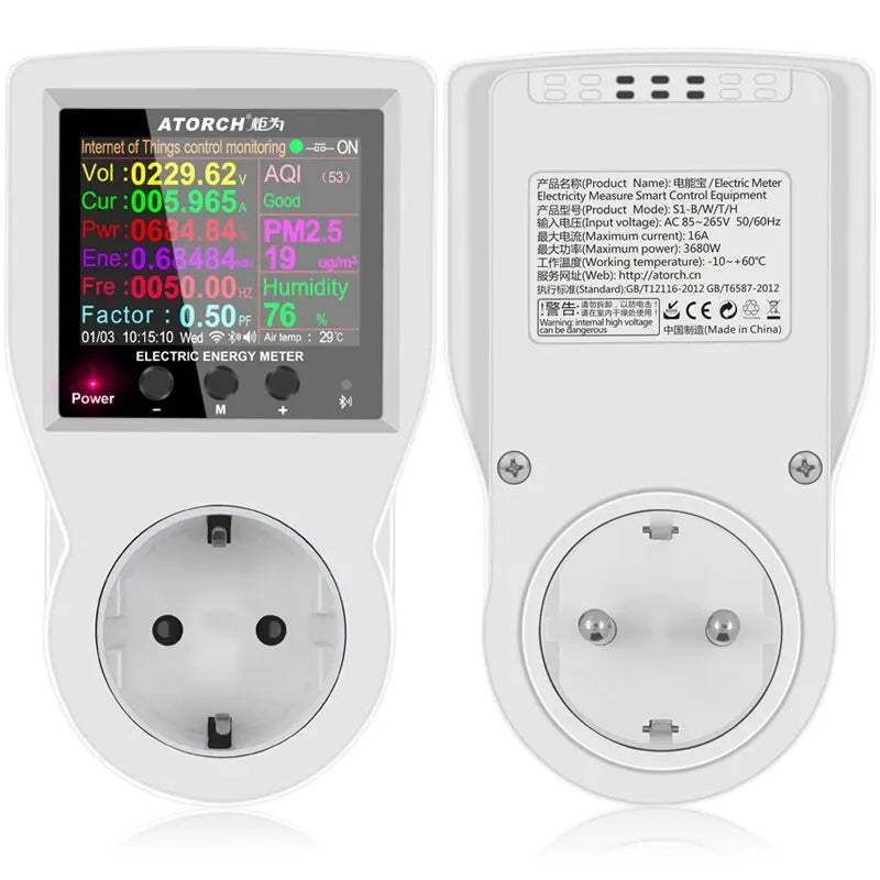 WiFi Smart Socket Digital Wattmeter – 16A, AC85–265V